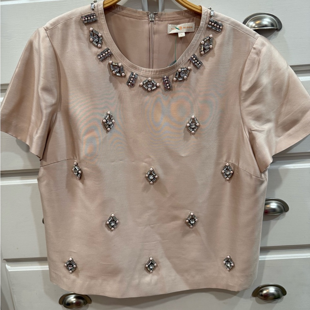 Tory Burch Pink Embellished Fitted Blouse - Picture 4 of 6